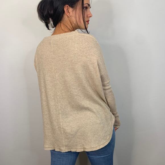 Urban Outfitters Out From Under Tan Waffle Knit Thermal Top - Picture 2 of 8